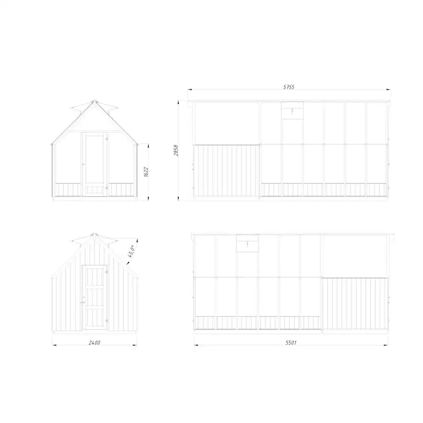 Växthus Palmako Emilia 13,1 m² (inv. 8,2+4,0 m²)