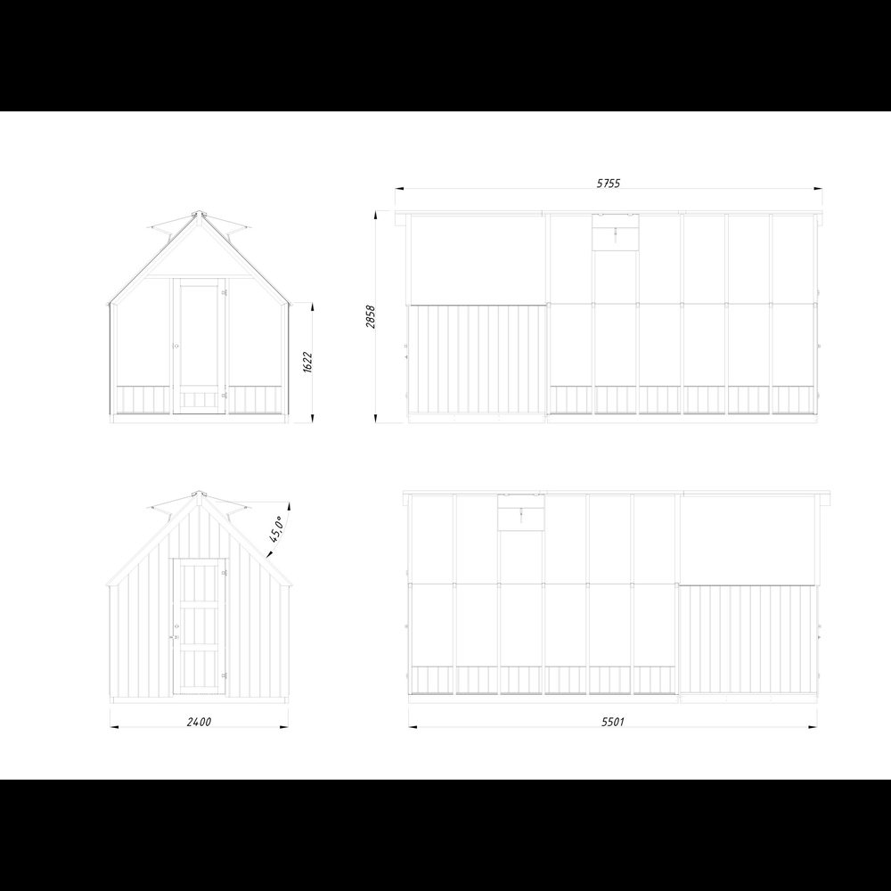Växthus Palmako Emilia 13,1 m² (inv. 8,2+4,0 m²)