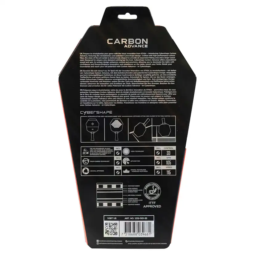 Pingisracket Stiga Sports Carbon Advance Cybershape