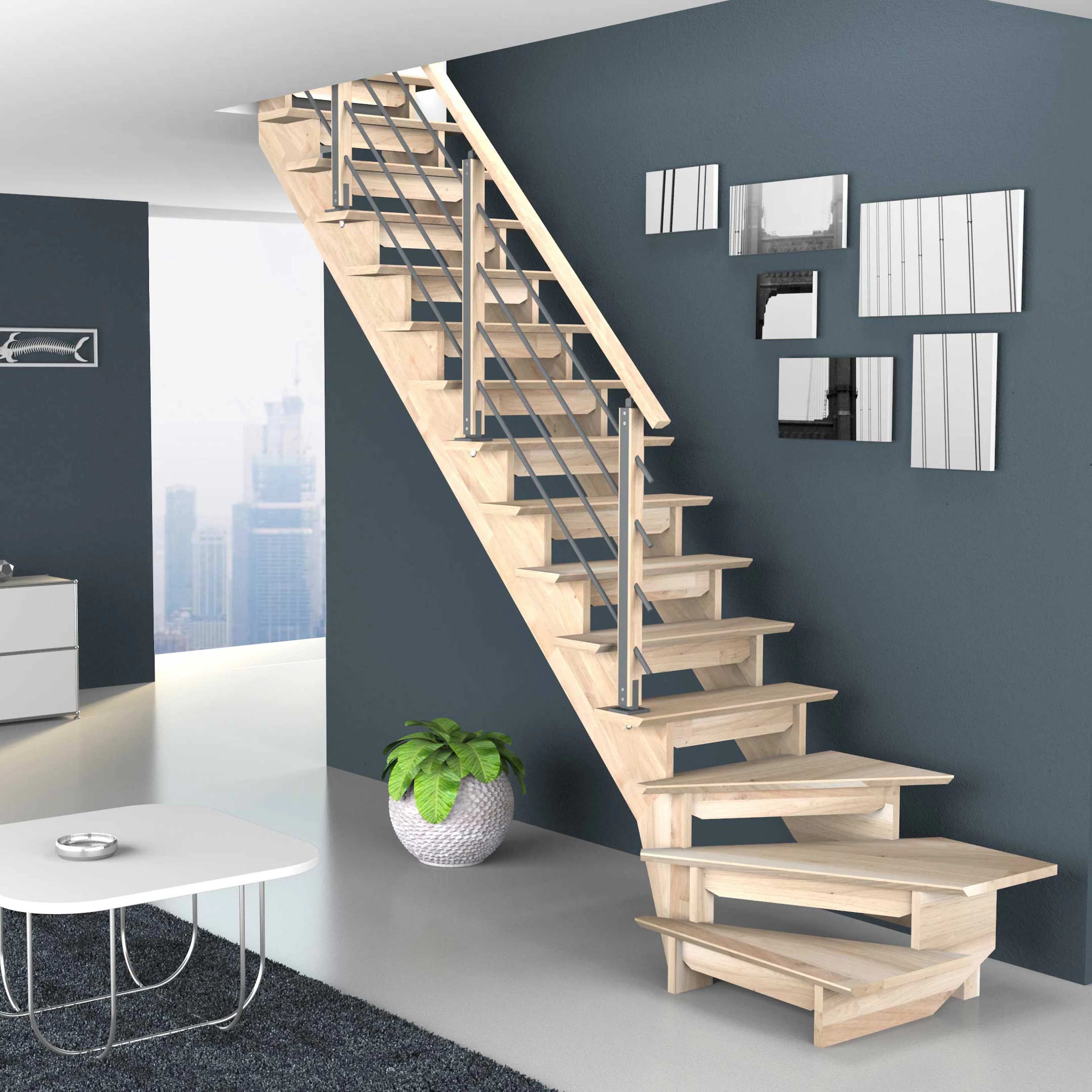 Lofttrappa Byggera Auvergne L-form inkl. Barnskydd och Trappräcke