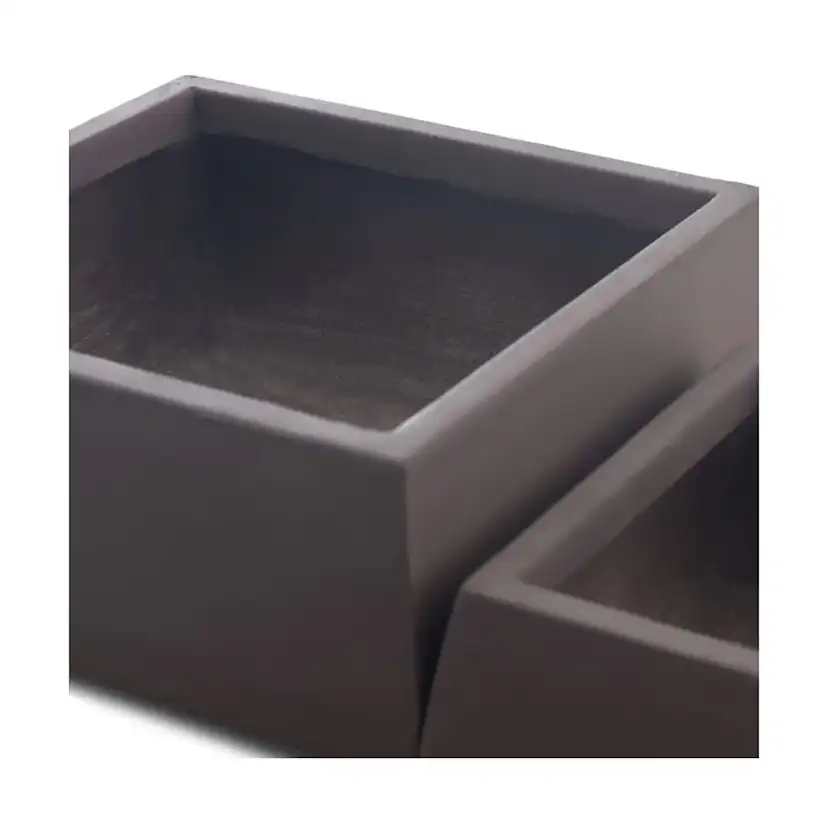 Kruka Lyfco Fyrkantig Låg Mörkbrun 2-pack