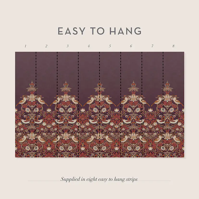 Fototapet William Morris At Home Strawberry Thief Plum