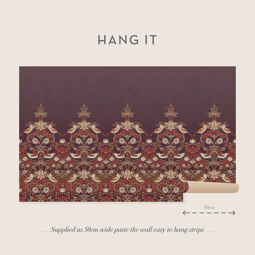 Fototapet William Morris At Home Strawberry Thief Plum