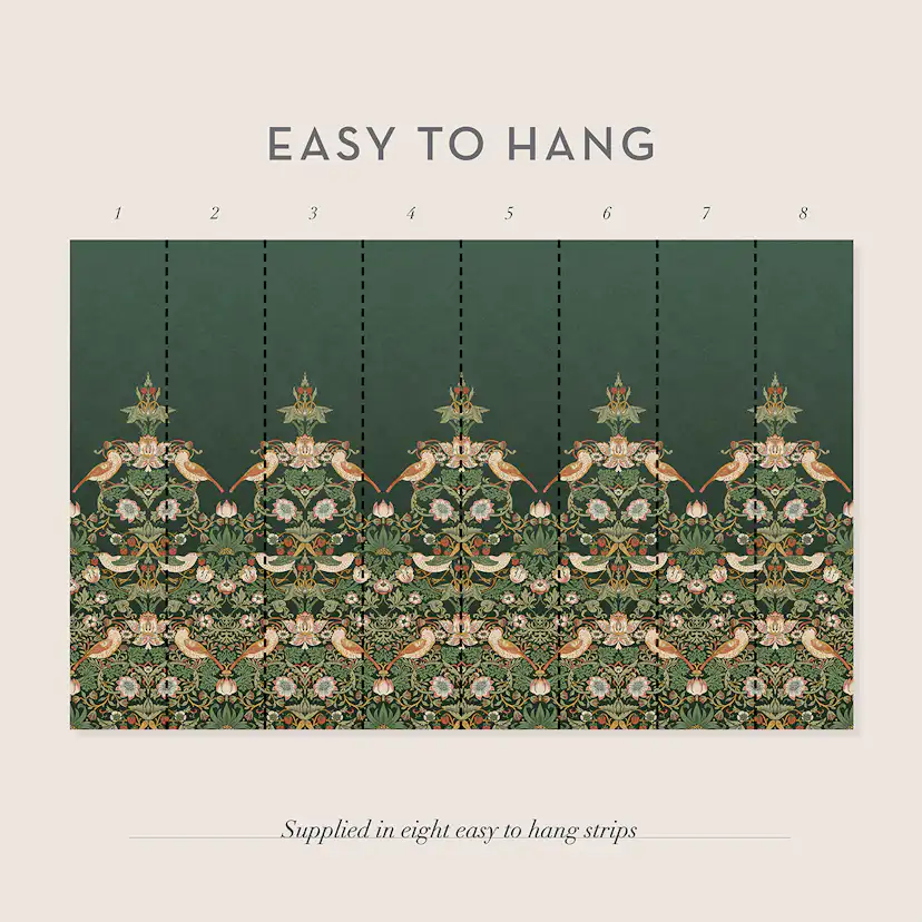 Fototapet William Morris At Home Strawberry Thief Green