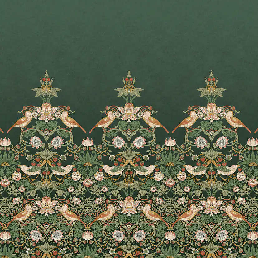 Fototapet William Morris At Home Strawberry Thief Green