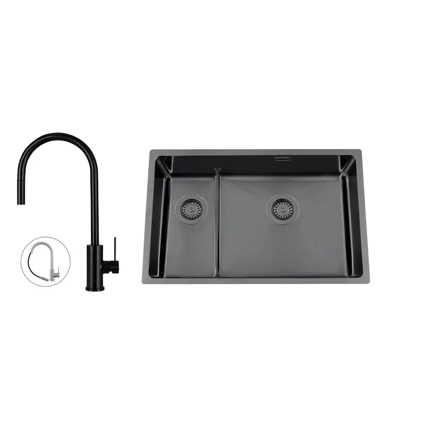 Disklåda Nordic Tech Titan 73 KHX Nickel med Köksblandare Steel Accent D