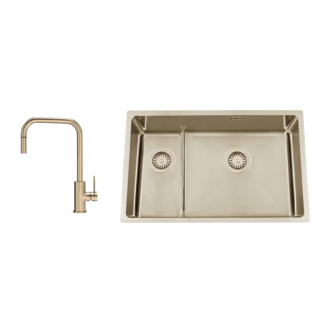 Disklåda Nordic Tech Titan 73 KHX Nickel med Köksblandare Steel Accent Square D