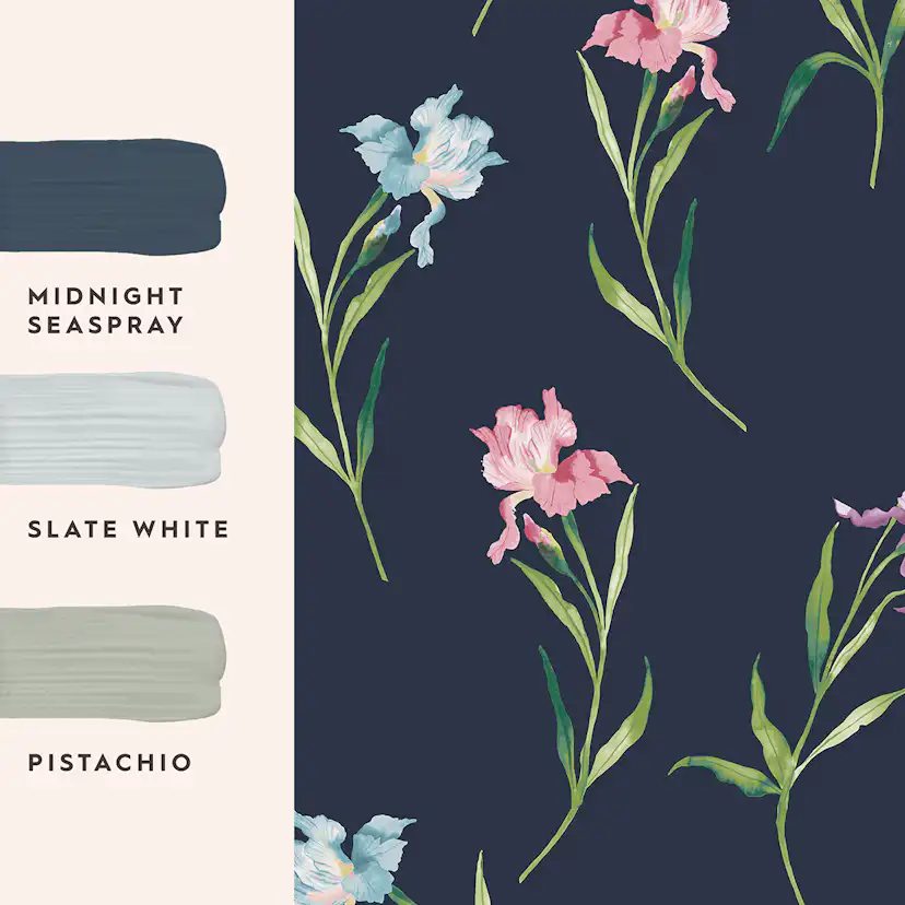 Tapet Laura Ashley Hawling Irises Blå