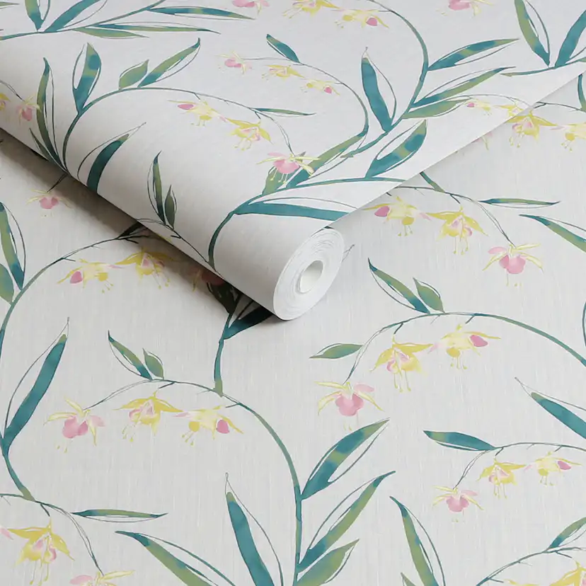 Tapet Laura Ashley Fulwell Fuchsia Grå