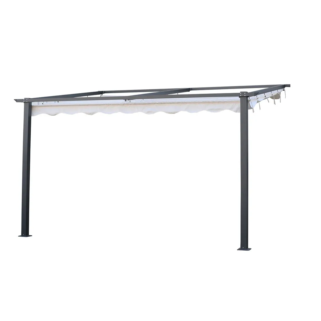 Väggpergola Jabo 4x4m Pergolatak, Grå med Segelduk