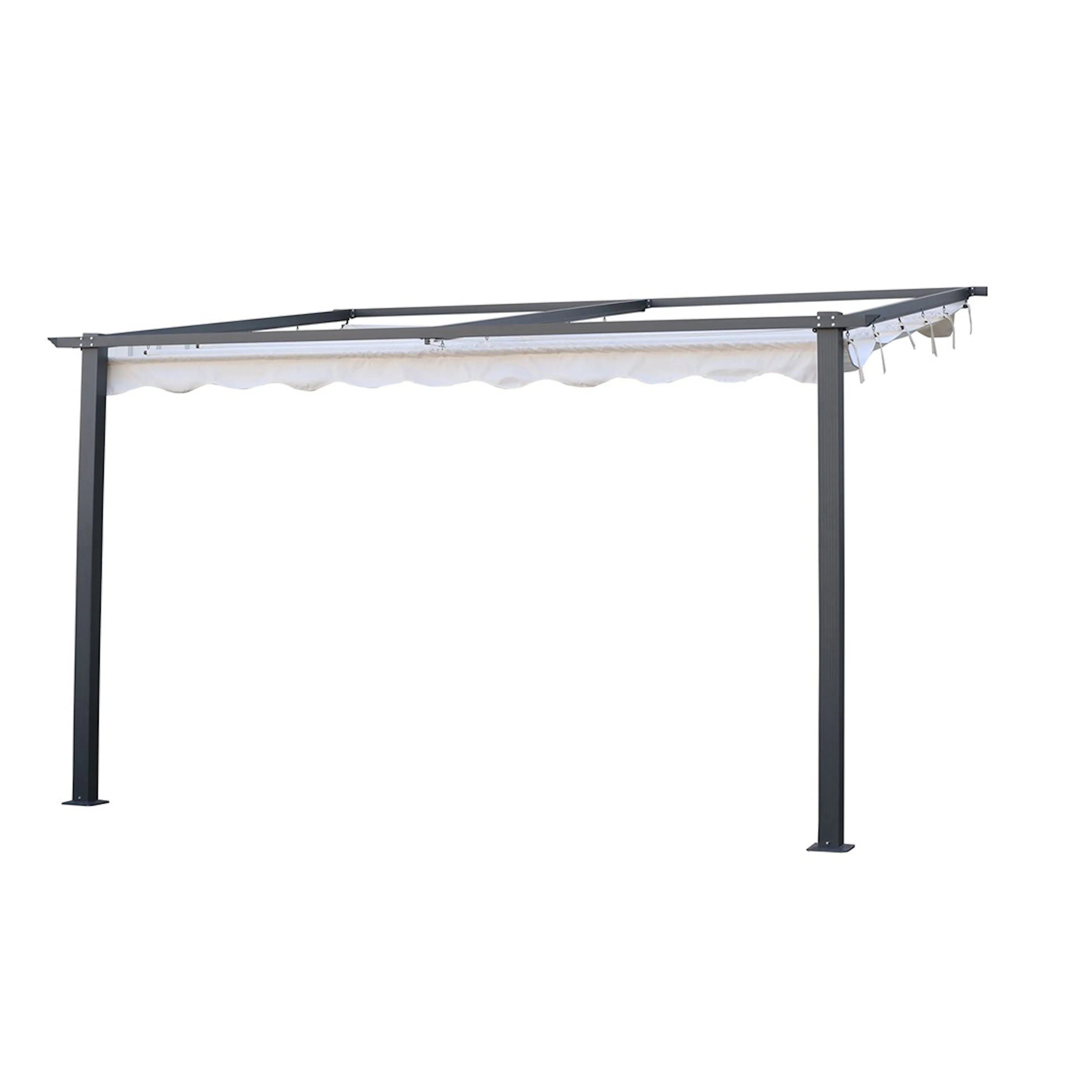 Väggpergola Jabo 4x4m Pergolatak, Grå med Segelduk