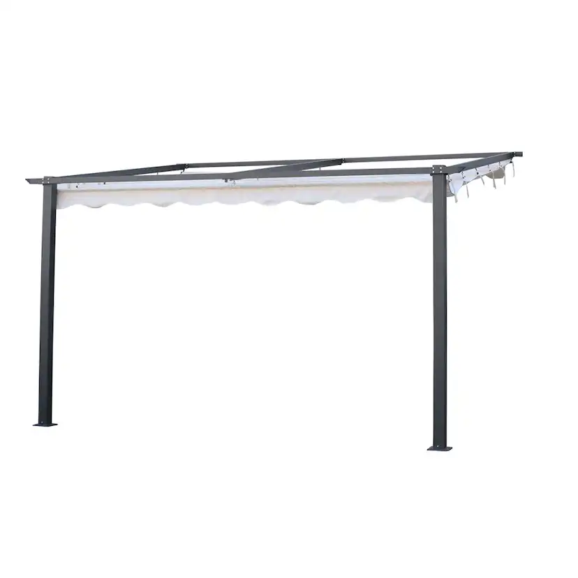 Väggpergola Jabo 4x4m Pergolatak, Grå med Segelduk