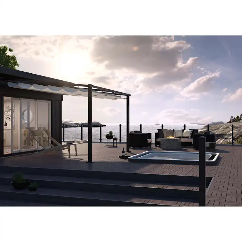 Väggpergola Jabo 4x4m Pergolatak, Grå med Segelduk