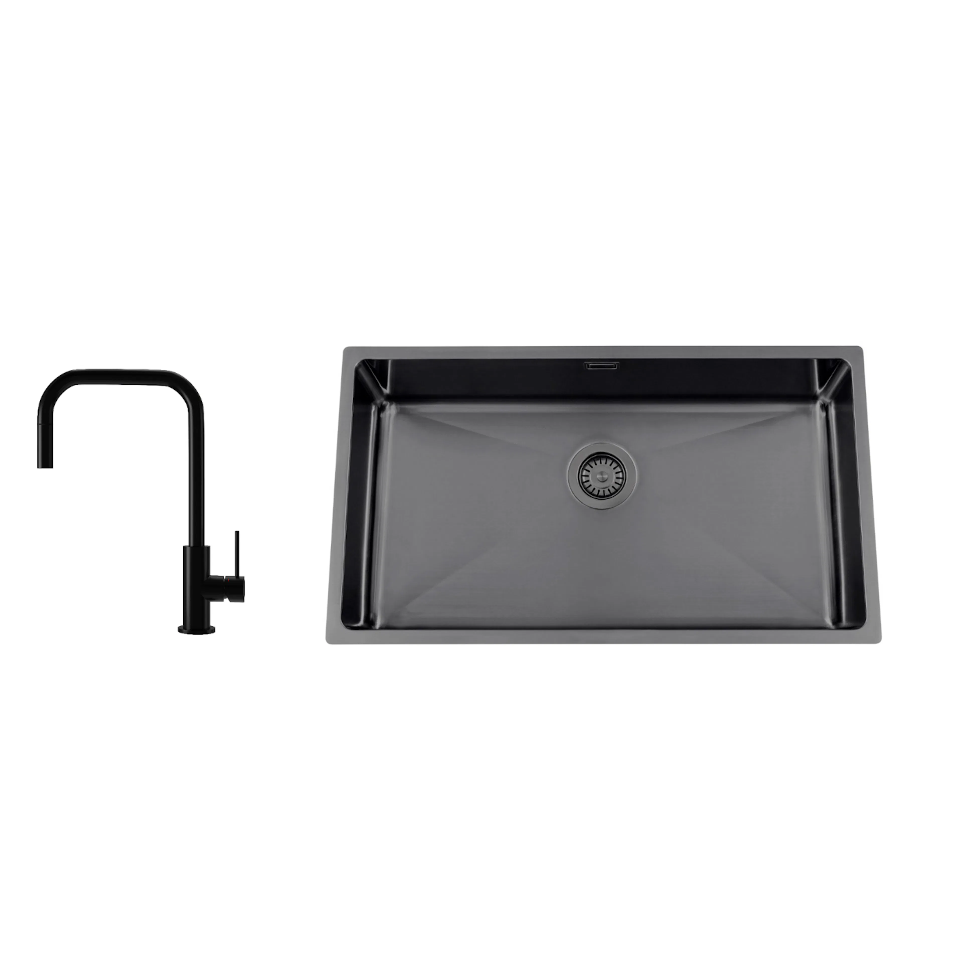 Disklåda Nordic Tech Titan 730 X med Köksblandare Steel Accent Square Shadow