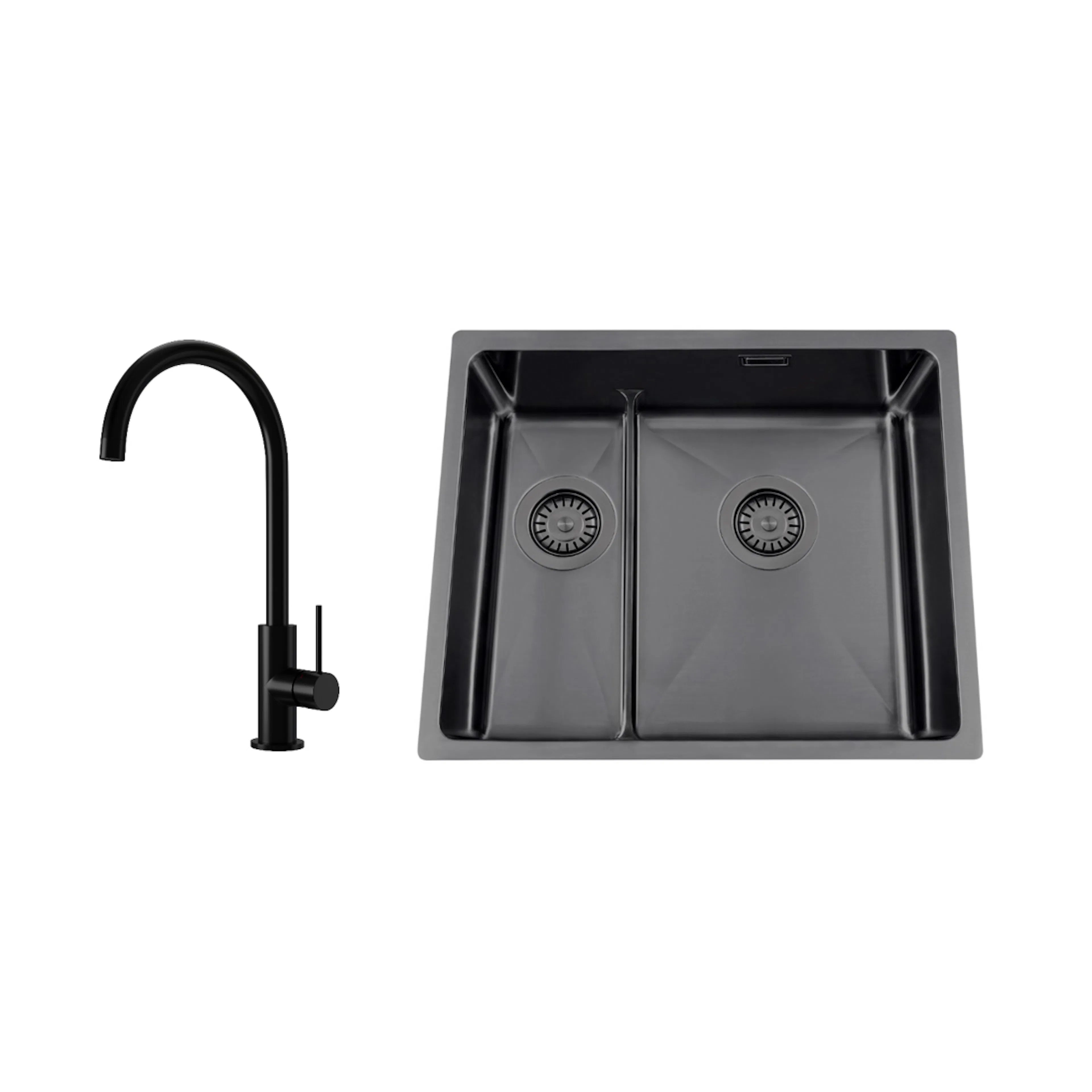 Disklåda Nordic Tech Titan 53 KHX Nickel med Köksblandare Steel Equip Shadow