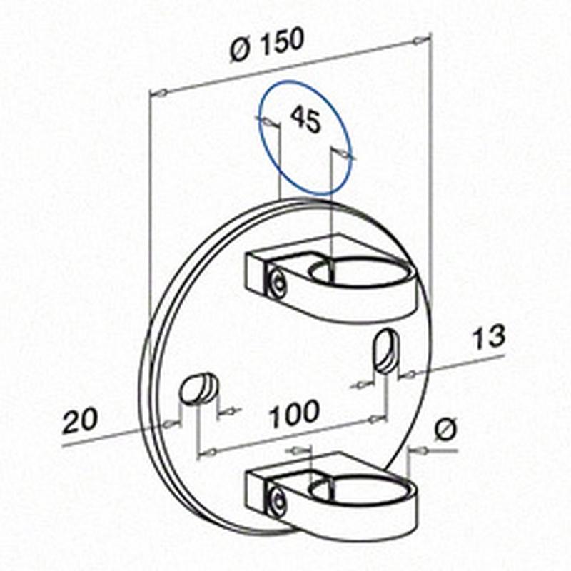 Räckesstolpe Herrljunga Ledstångsfabrik Utanpåliggande Enkel Inomhus Konsol 0551
