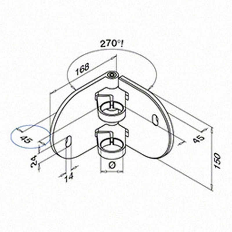 Räckesstolpe Herrljunga Ledstångsfabrik Utanpåliggande Hörn Inomhus Konsol 0555