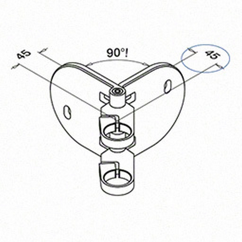 Räckesstolpe Herrljunga Ledstångsfabrik Utanpåliggande Hörn Inomhus Konsol 0555