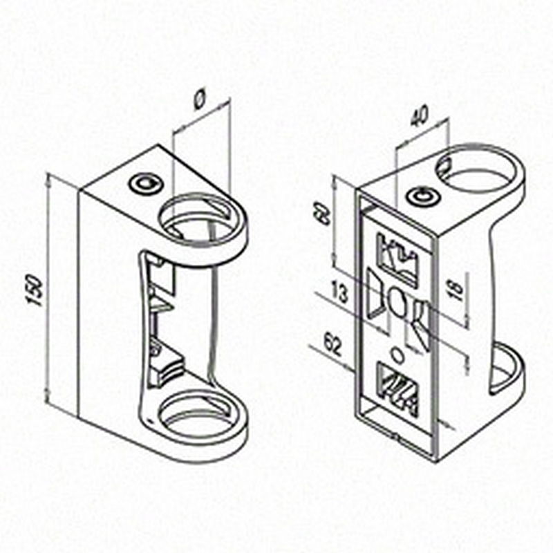 Räckesstolpe Herrljunga Ledstångsfabrik Utanpåliggande Hörn Inomhus Konsol 0557