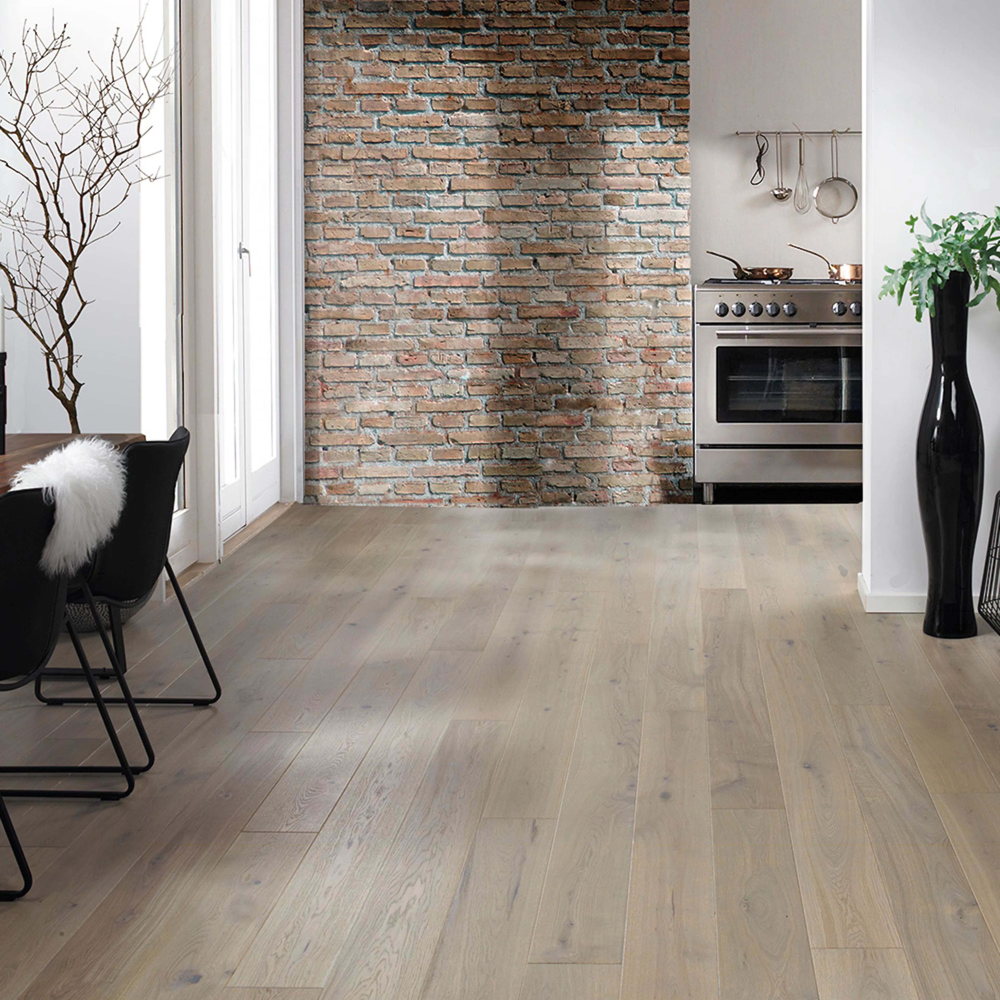 Parkettgolv Moland Burghley Wideplank Ek Grey Mattlack Brushed