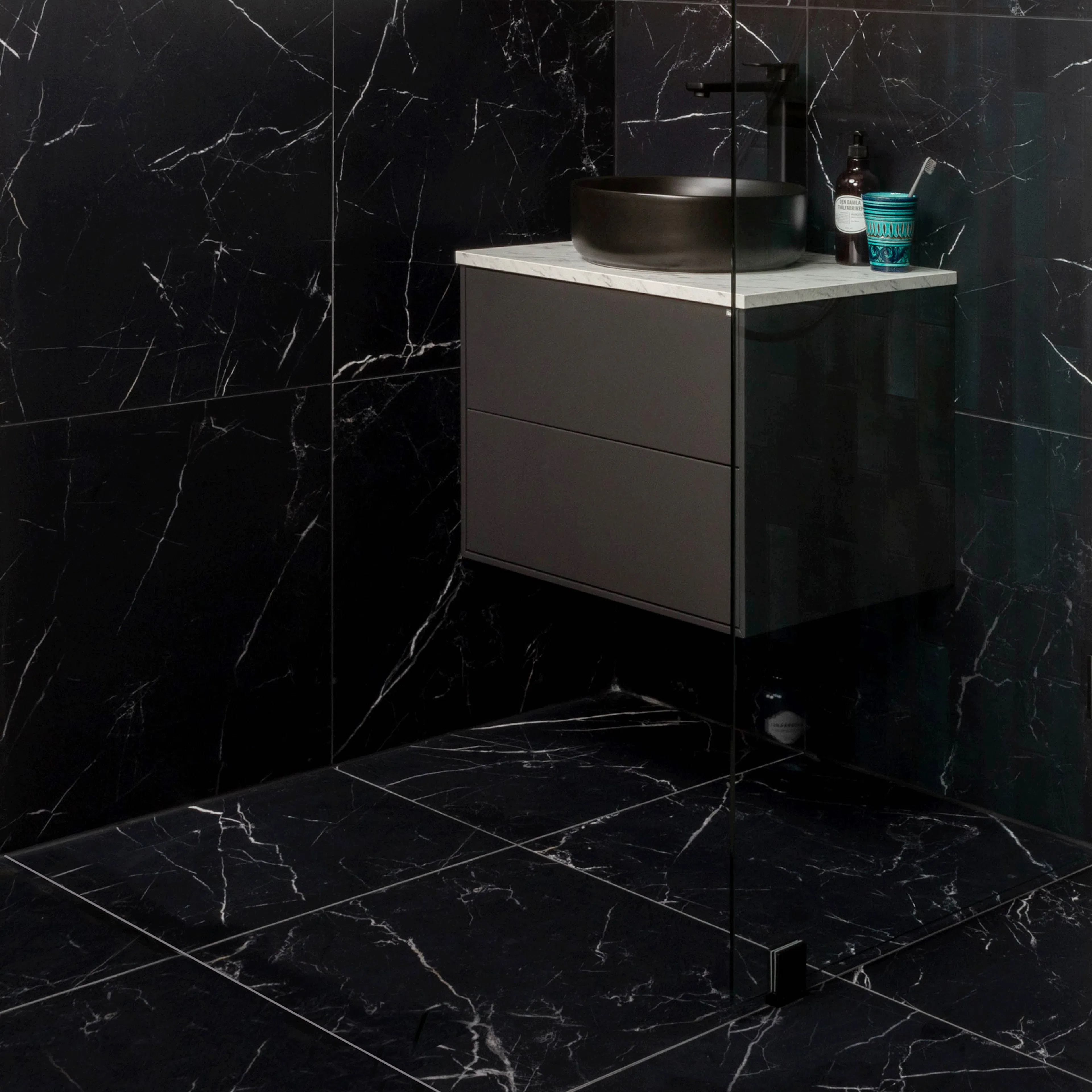 Klinker Fioranese Marmorea Port Laurent Effect Svart 60x60 cm R Matt