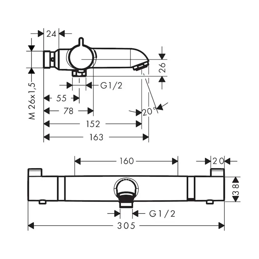 Badkarsblandare Hansgrohe Comfort Ecostat