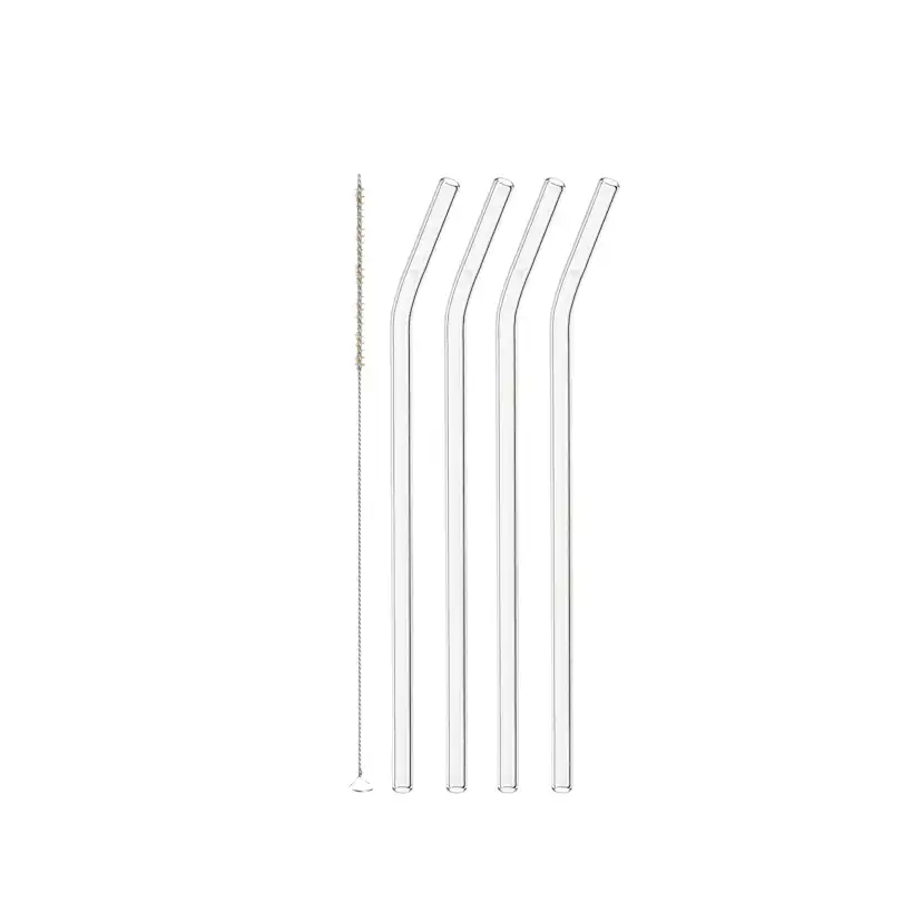 Sugrör Leonardo Glas Böjd 23 cm 4-pack med Borste