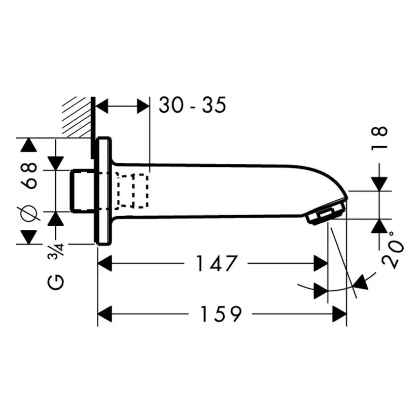 Utloppspip Hansgrohe Krom