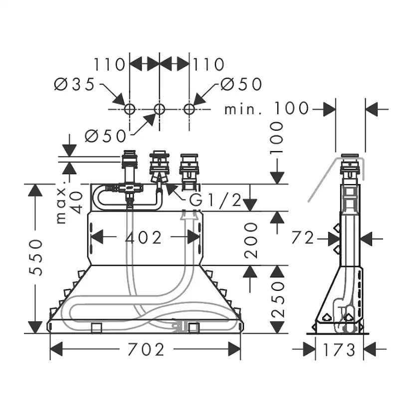 Inbyggnadsdel Hansgrohe för 3-håls Blandare
