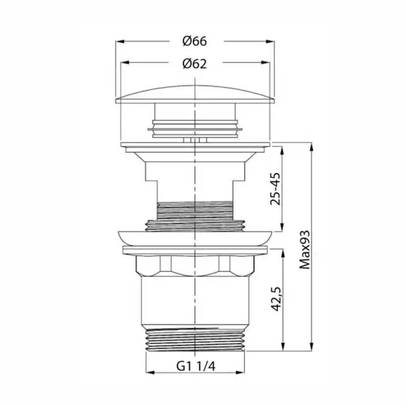 Bottenventil Hafa med Pop-up för Bräddavlopp
