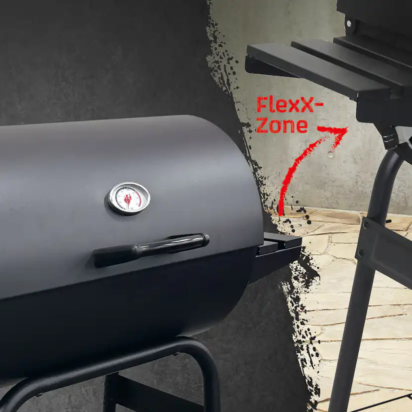 Kolgrill Landmann Grilltunna 550 Stål med Sidobord och Termometer