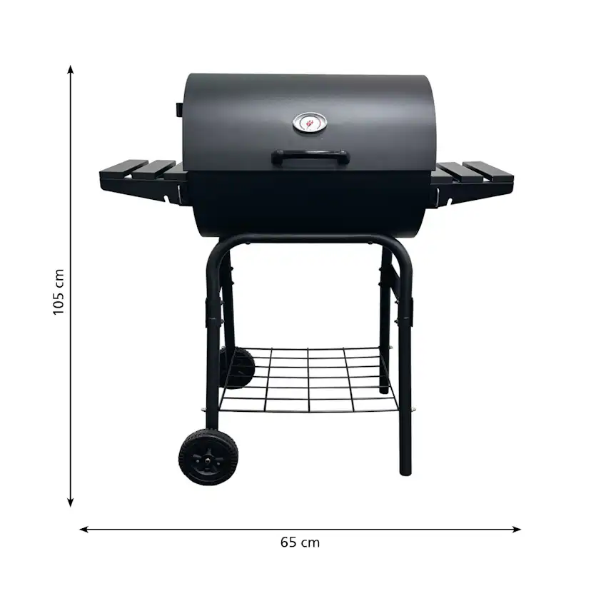 Kolgrill Landmann Grilltunna 550 Stål med Sidobord och Termometer