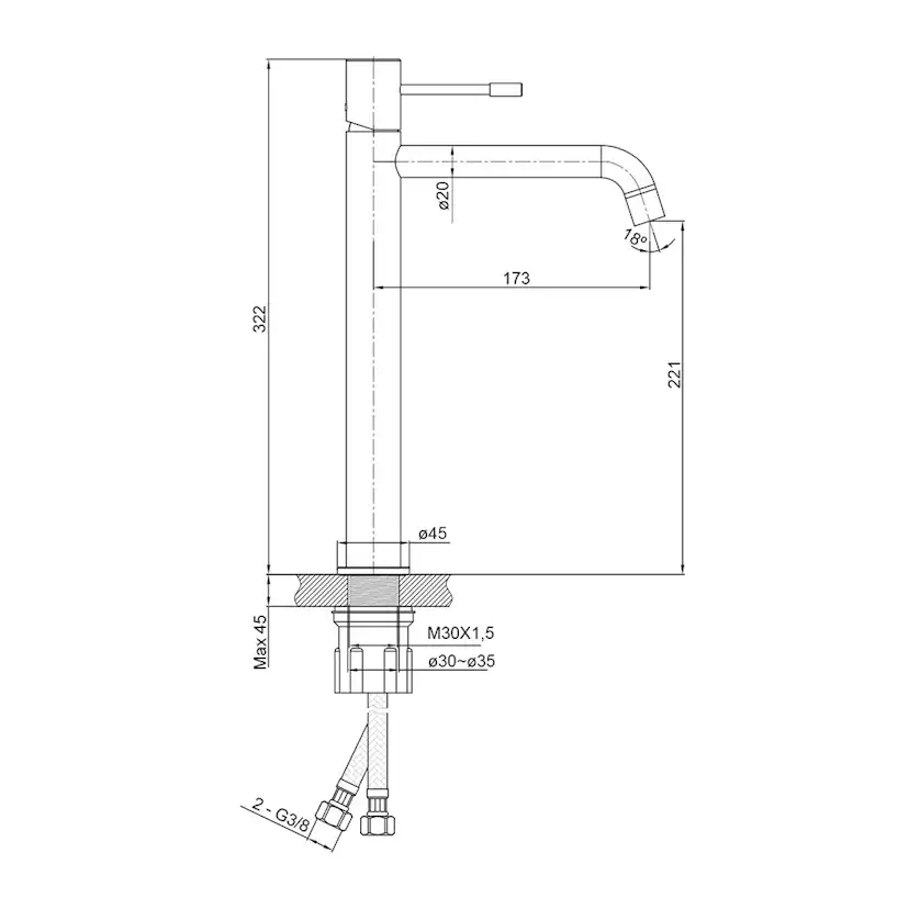 Tvättställsblandare Hafa Fine Hög