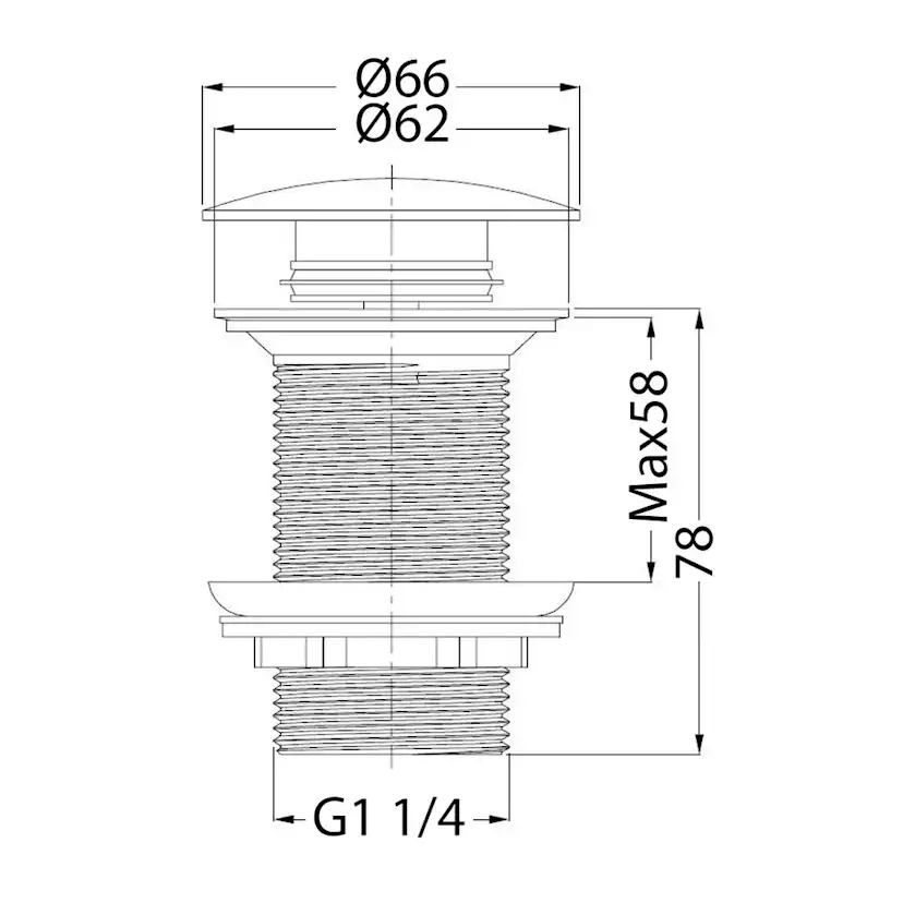 Bottenventil Hafa Pop-up Stort Lock utan Bräddavlopp