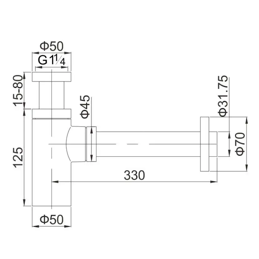Vattenlås Lavabo Luna för Väggmontering
