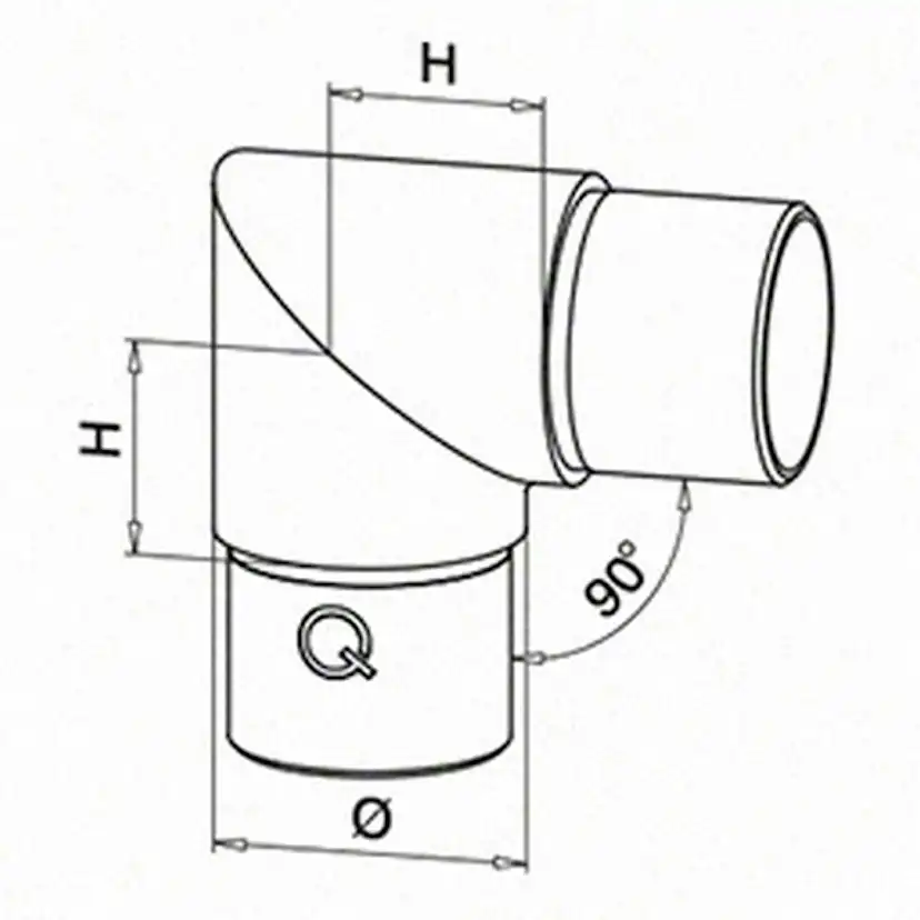 Hörnböj Herrljunga Ledstångsfabrik 90 gr Vass Rostfri mod 0301 Utomhus