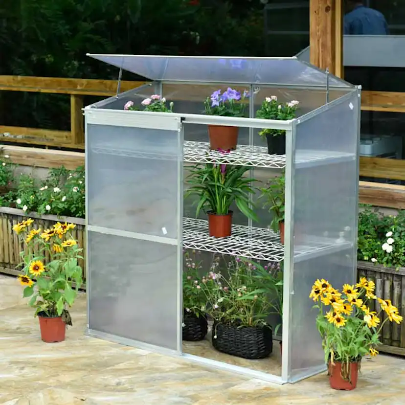 Växthus Metalcraft 0,75 kvm Silver Rektangulär