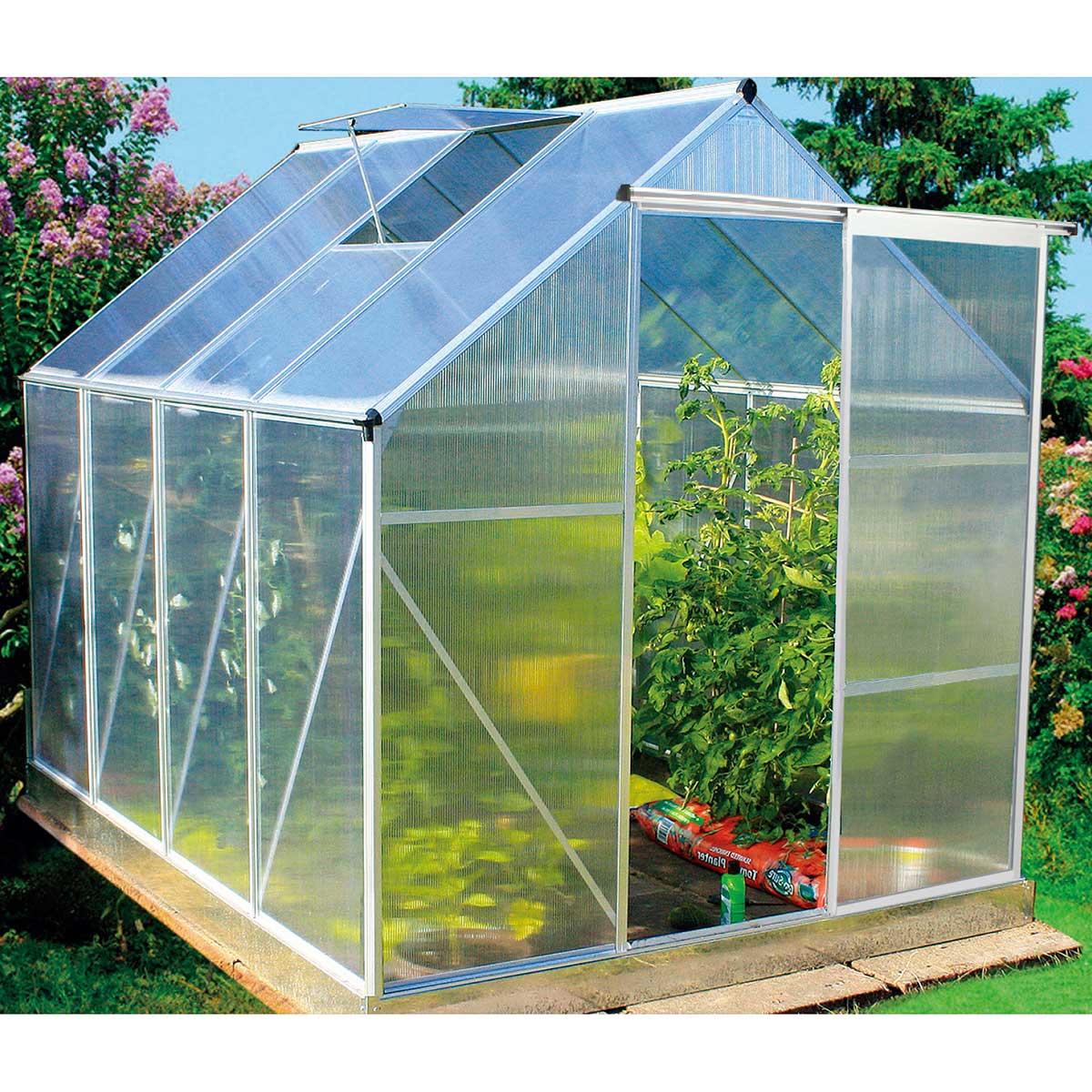 Växthus Metalcraft Rektangulär Aluminiumram med UV-Skyddad Kanalplast, 5,6 m²