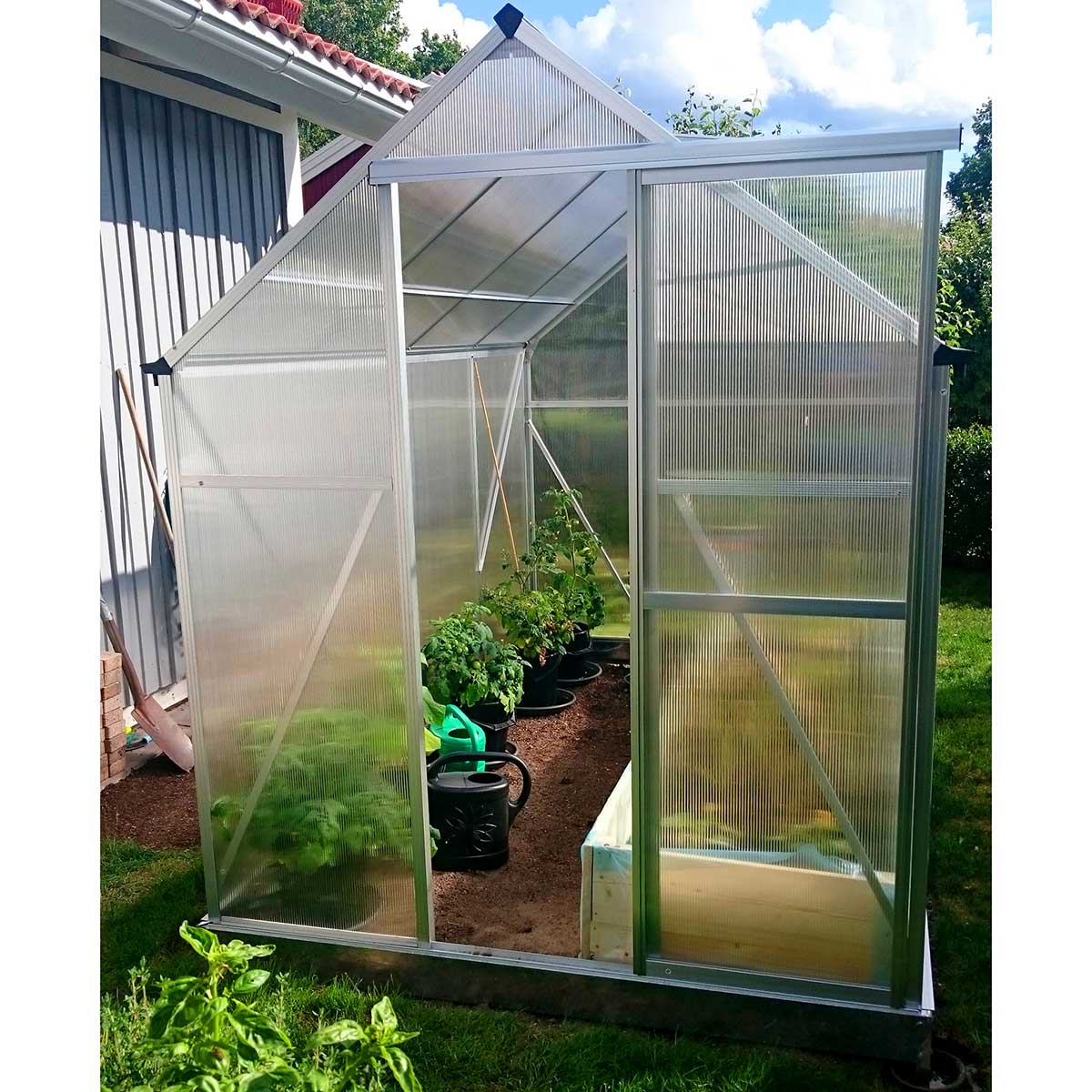 Växthus Metalcraft Rektangulär Aluminiumram med UV-Skyddad Kanalplast, 5,6 m²