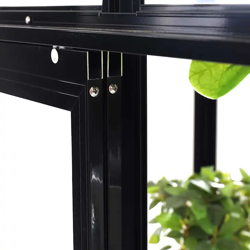 Växthus Metalcraft Svart Rektangulär Odlingsvitrin mot Vägg med Säkerhetsglas, 111x61x170 cm