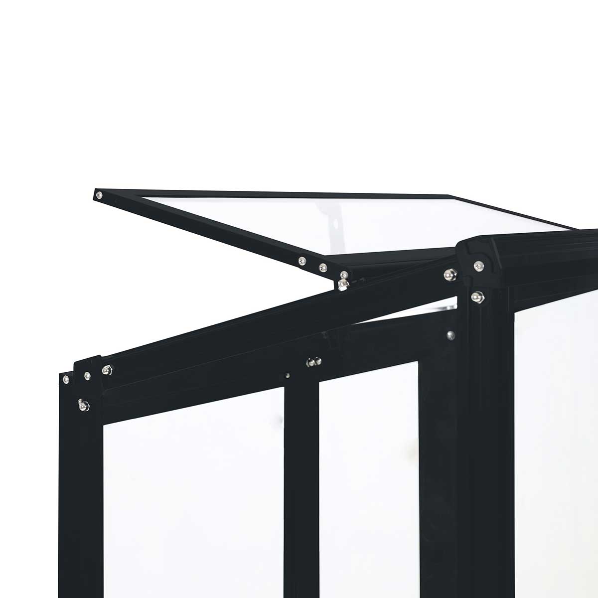 Växthus Metalcraft Svart Rektangulär Odlingsvitrin mot Vägg med Säkerhetsglas, 91x51x157 cm