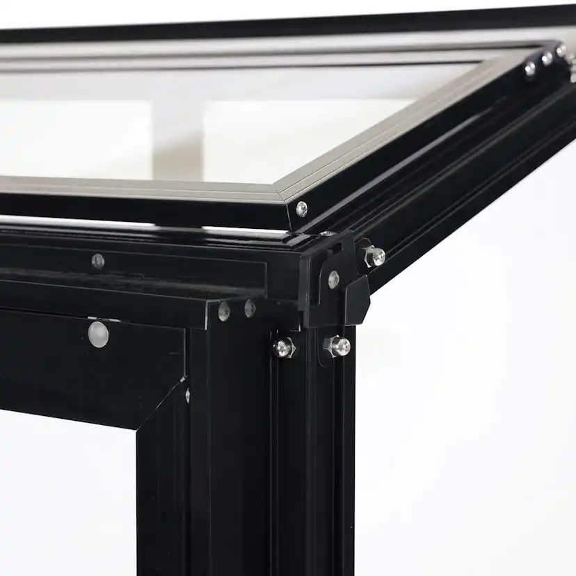 Växthus Metalcraft Svart Rektangulär Odlingsvitrin mot Vägg med Säkerhetsglas, 91x51x157 cm