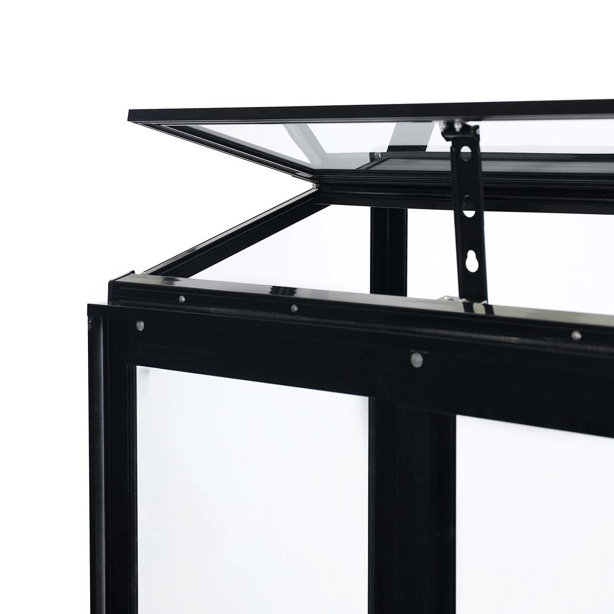 Växthus Metalcraft Svart Rektangulär Odlingsvitrin mot Vägg med Säkerhetsglas, 91x51x157 cm