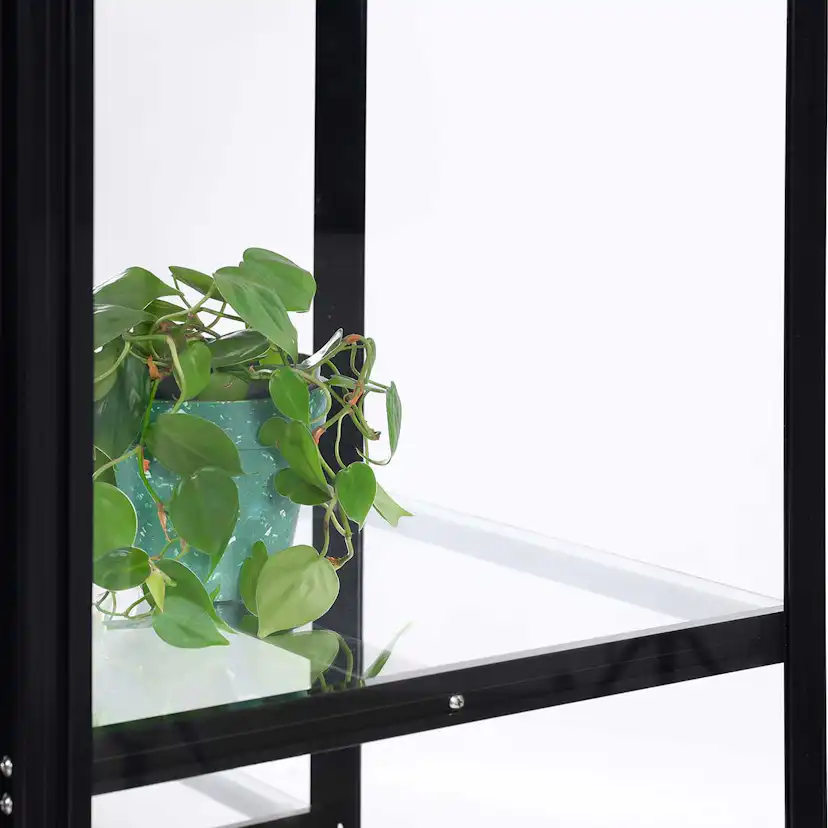 Växthus Metalcraft Svart Rektangulär Odlingsvitrin mot Vägg med Säkerhetsglas, 91x51x157 cm