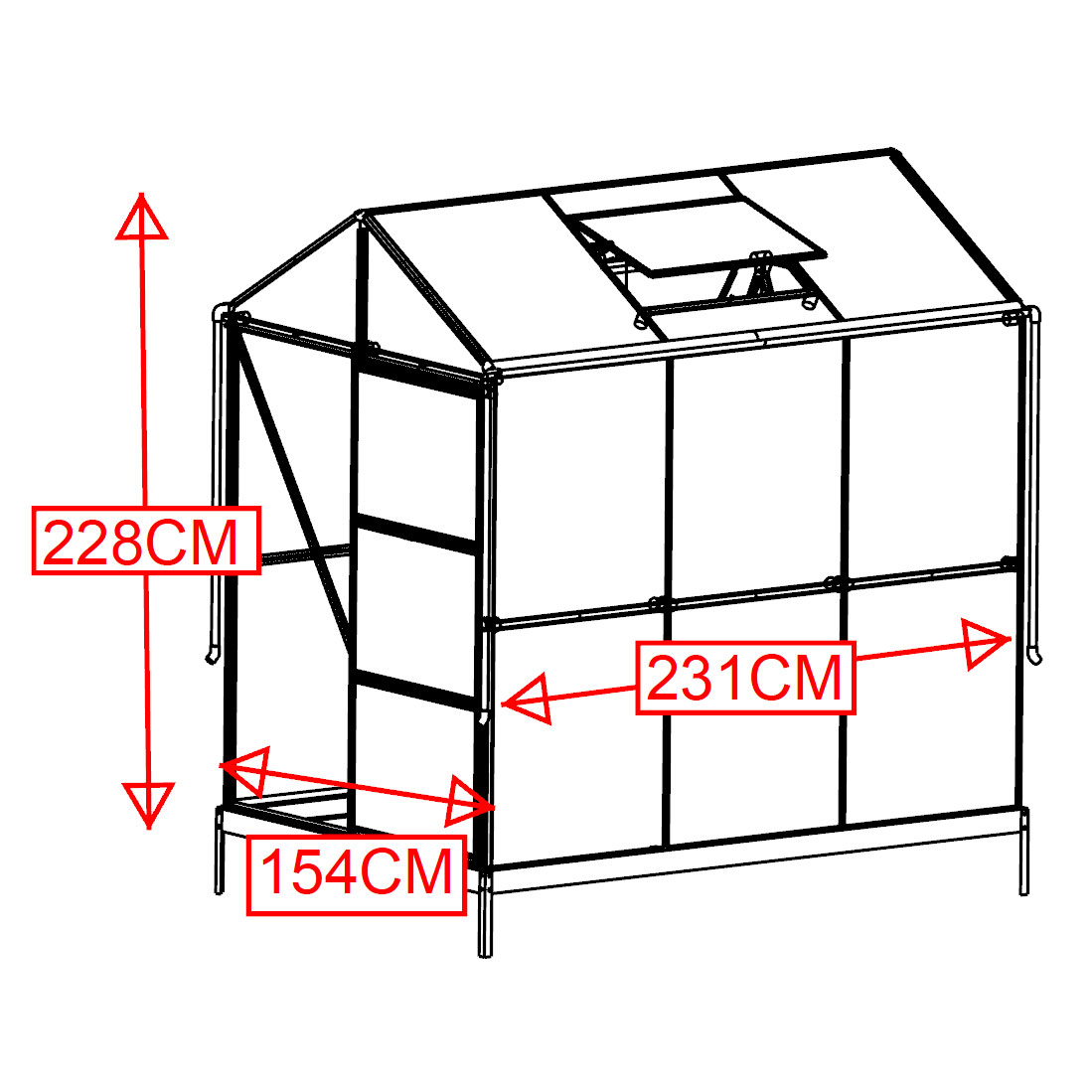 Växthus Metalcraft 3,5 kvm Svart Rektangulär