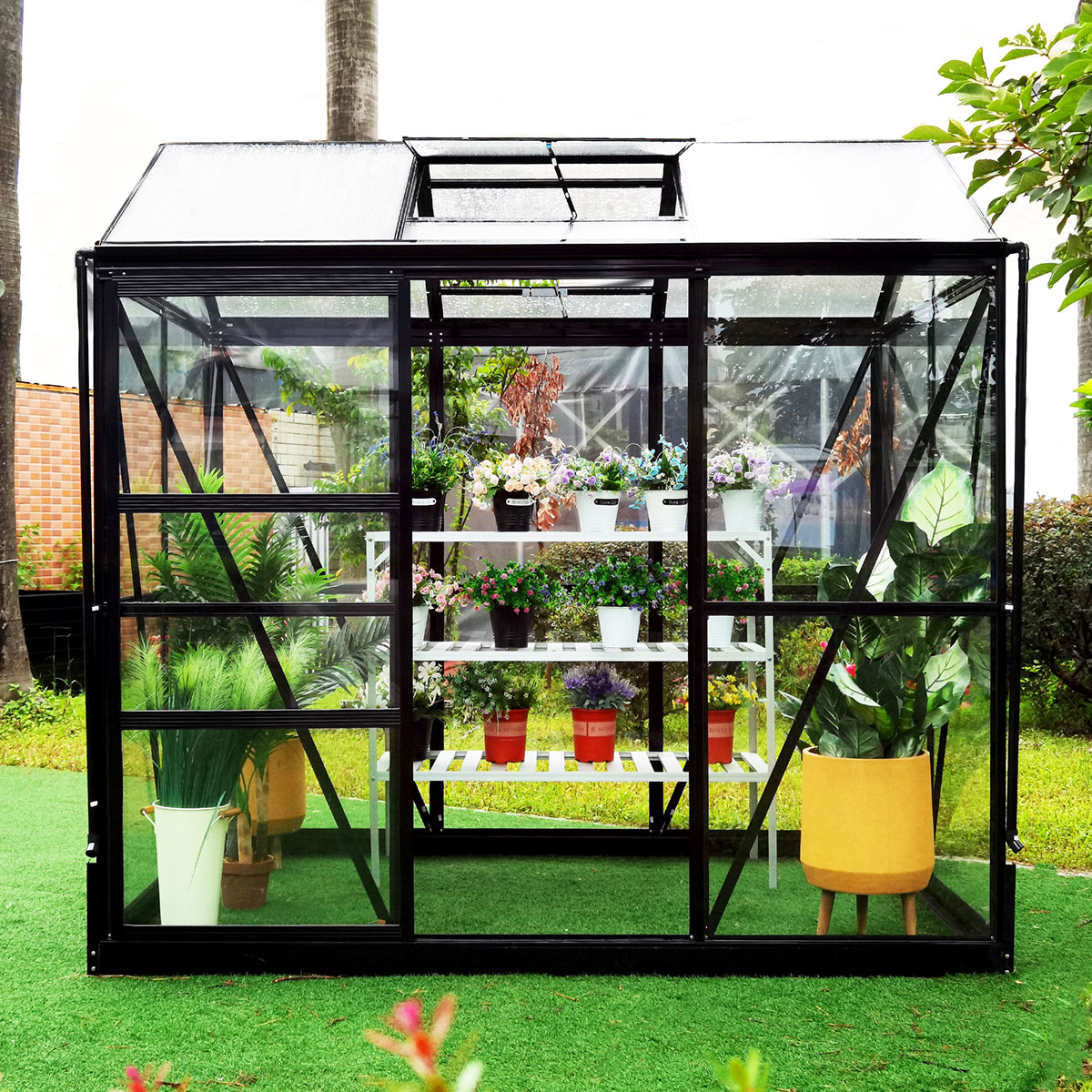 Växthus Metalcraft 3,5 kvm Svart Rektangulär
