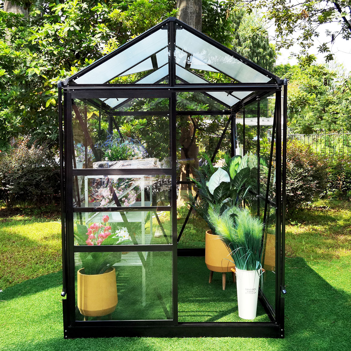 Växthus Metalcraft 3,5 kvm Svart Rektangulär