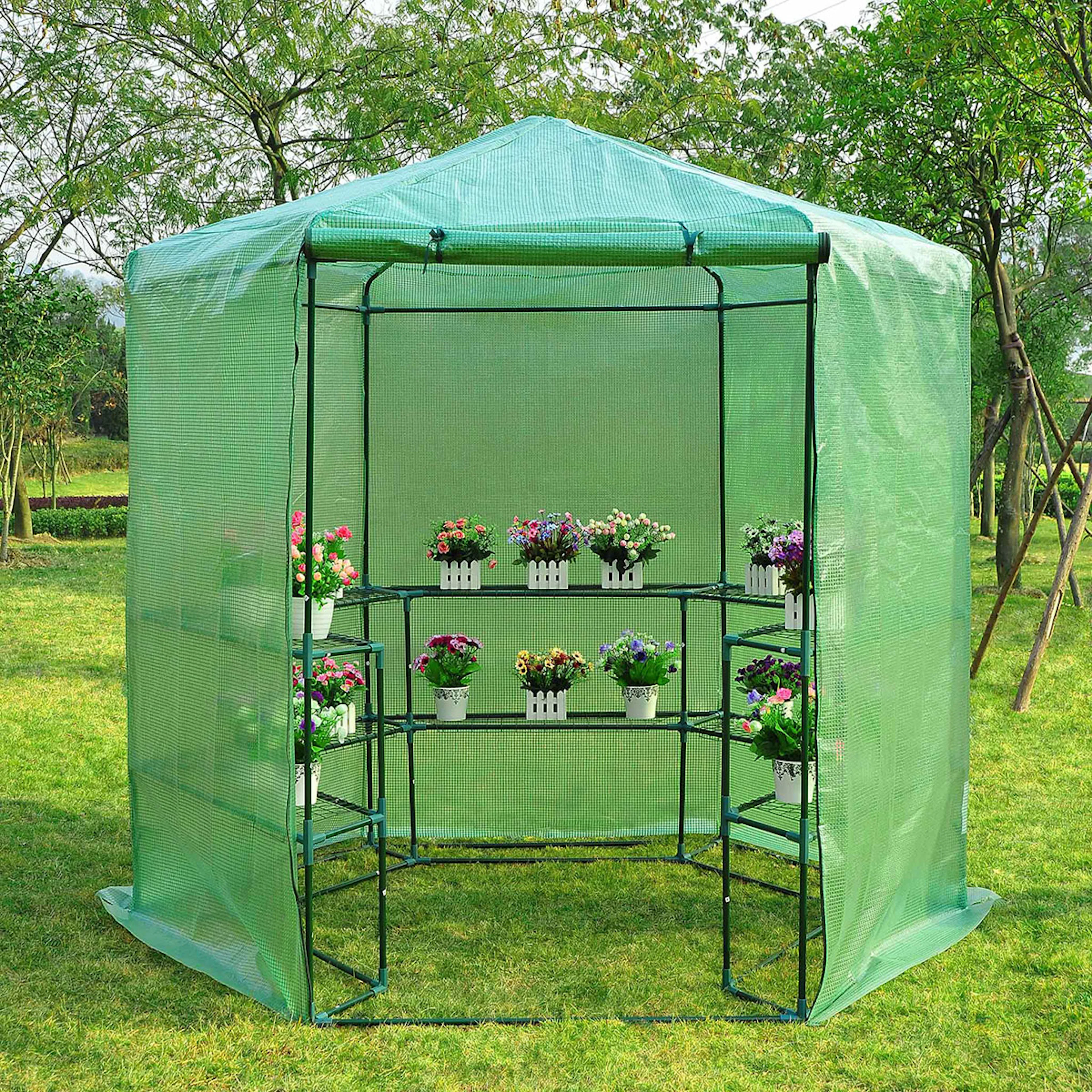 Växthus Metalcraft 3,8 kvm Grön Sexkantigt