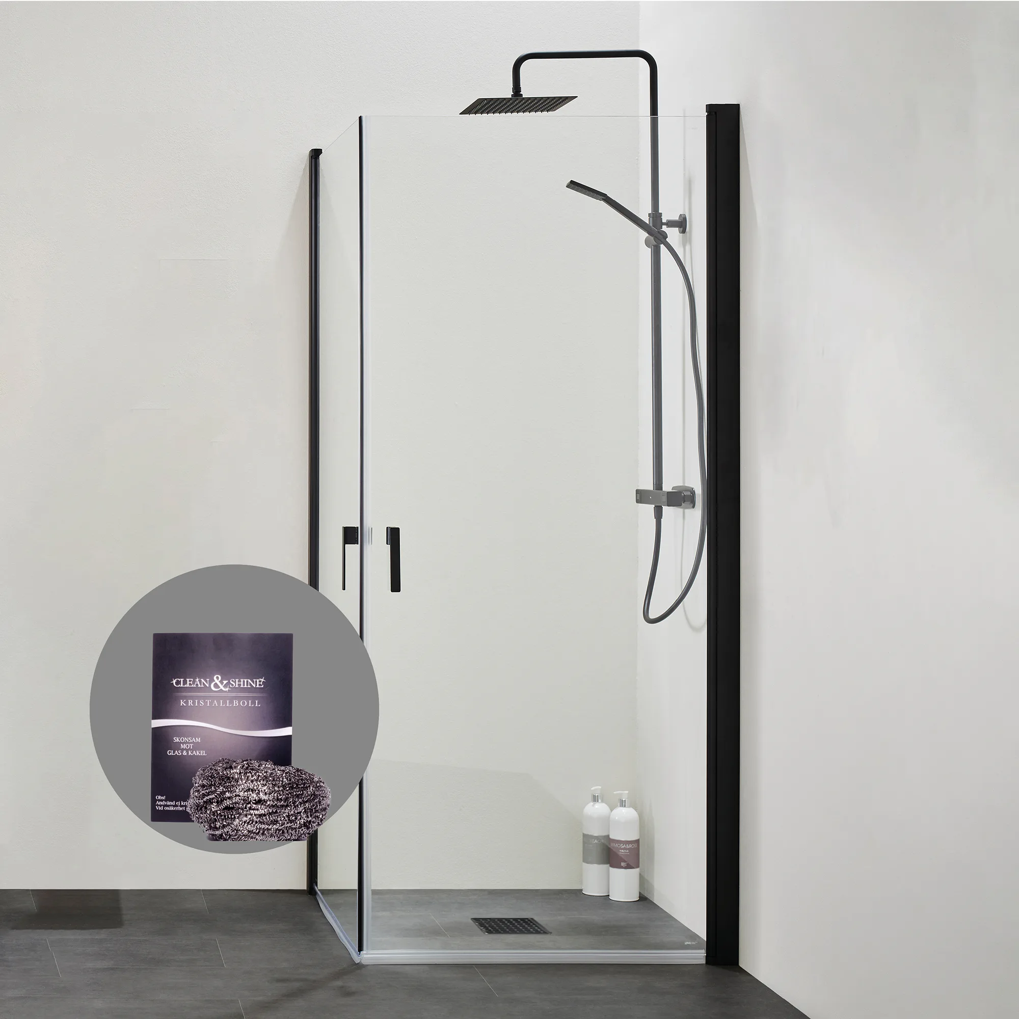 Duschpaket Hafa Duschhörn Igloo Pro med Kristallboll Clean & Shine