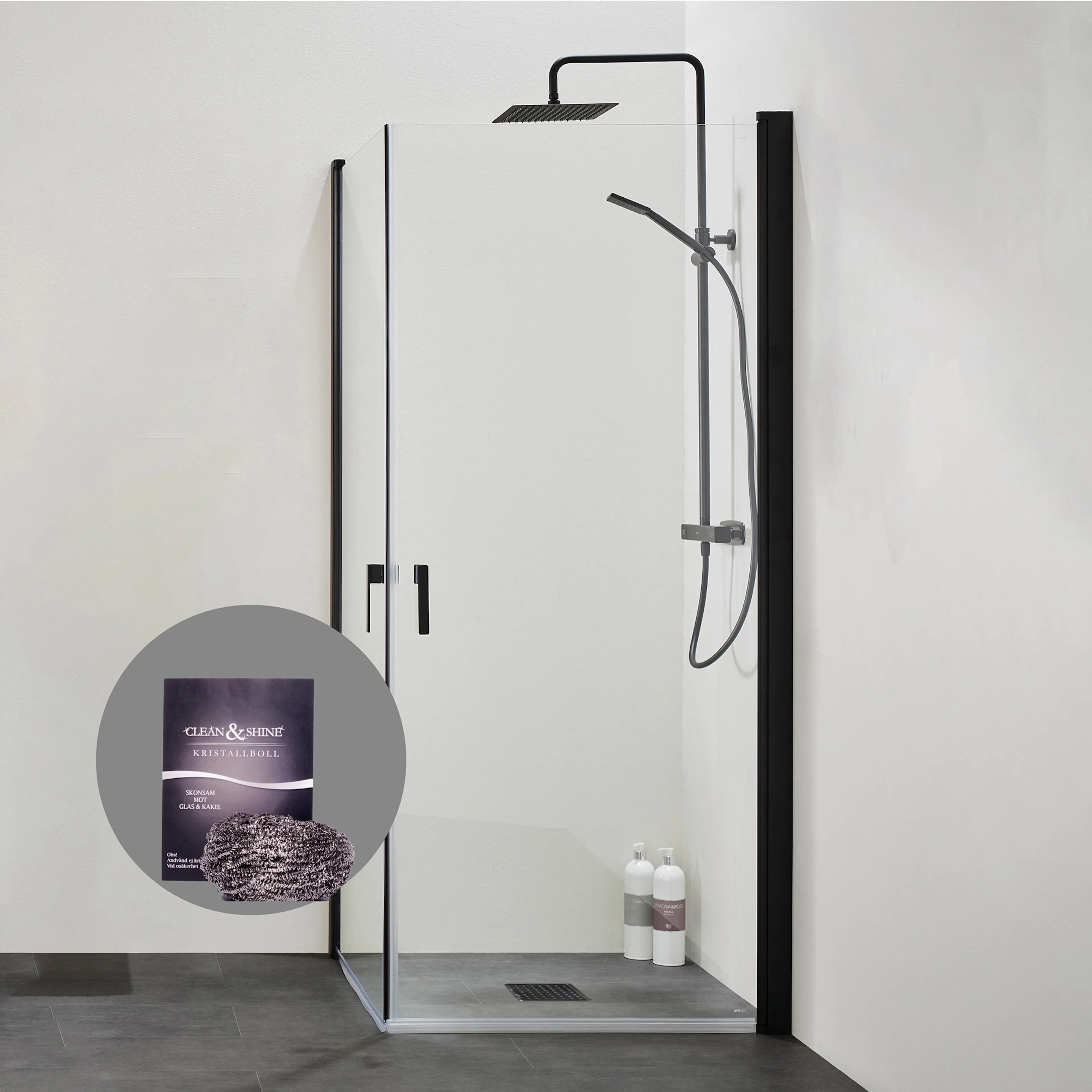 Duschpaket Hafa Duschhörn Igloo Pro med Kristallboll Clean & Shine
